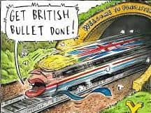 Pictured, Graeme Bandeira's, The Yorkshire Post cartoonist, HS2 cartoon.