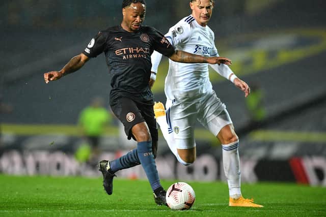 Manchester City winger Raheem Sterling in action against Leeds United. (Getty)