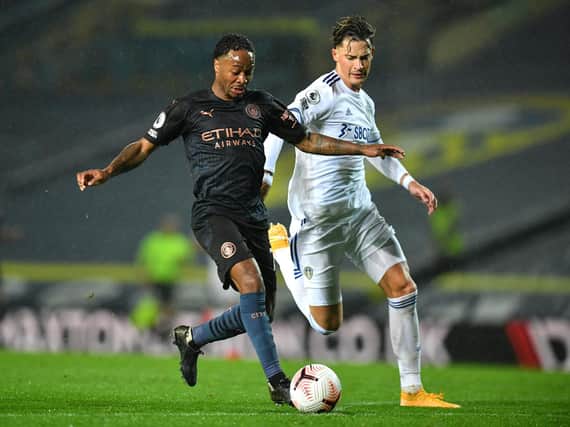 Manchester City winger Raheem Sterling in action against Leeds United. (Getty)