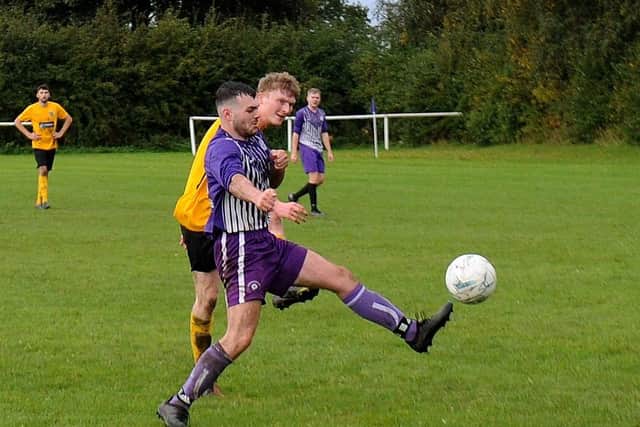 Simon Hall shoots for North Leodis who beat Amaranth in Division 4 of the Leeds Combination League. Picture: Steve Riding.