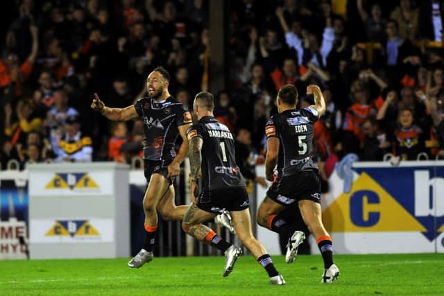 Luke Gale's drop goal took Tigers to Old Trafford in 2017. Picture by Jonathan Gawthorpe.