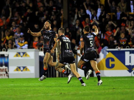 Luke Gale's drop goal took Tigers to Old Trafford in 2017. Picture by Jonathan Gawthorpe.
