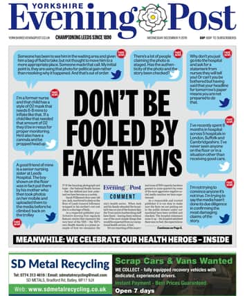 YEP fake news front page - 11 December 2019