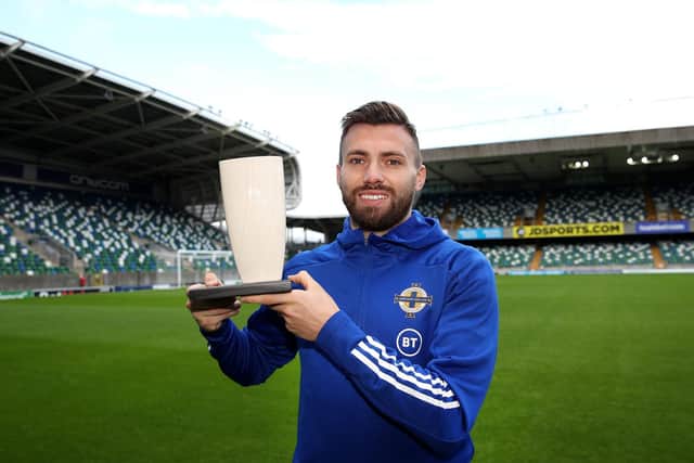 HAT-TRICK HERO - Leeds United's Stuart Dallas has now won a unique treble of Northern Ireland Football Writers Association awards.