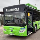 One of the new Yutong electric buses arriving in Leeds.