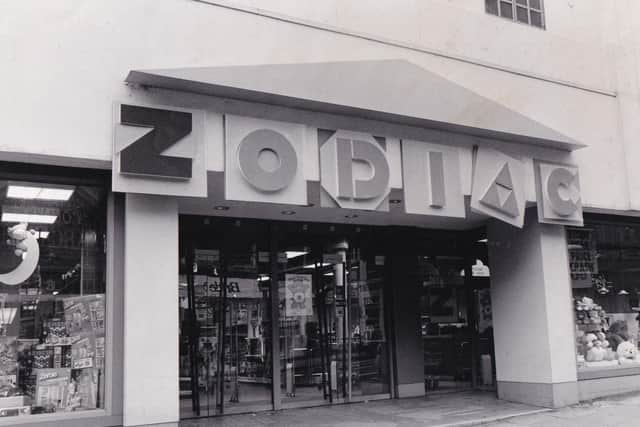 The controversial shop front of Zodiac Toys on Briggate.