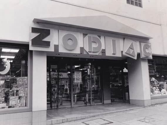 The controversial shop front of Zodiac Toys on Briggate.