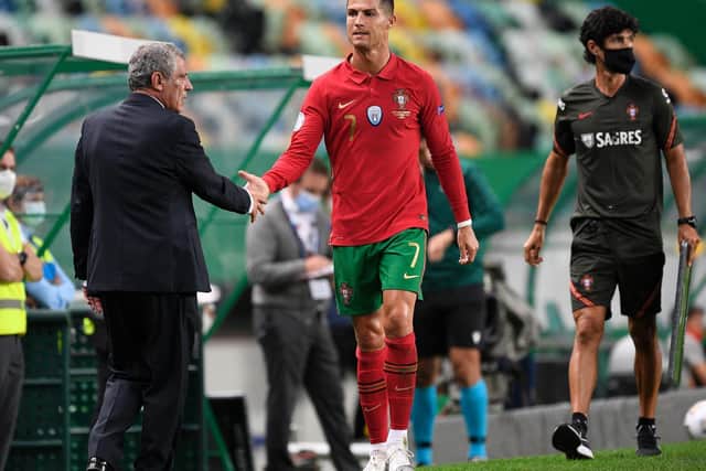 SEEN HIM OFF: Cristiano Ronaldo is substituted in the 73rd minute. Photo by Octavio Passos/Getty Images.