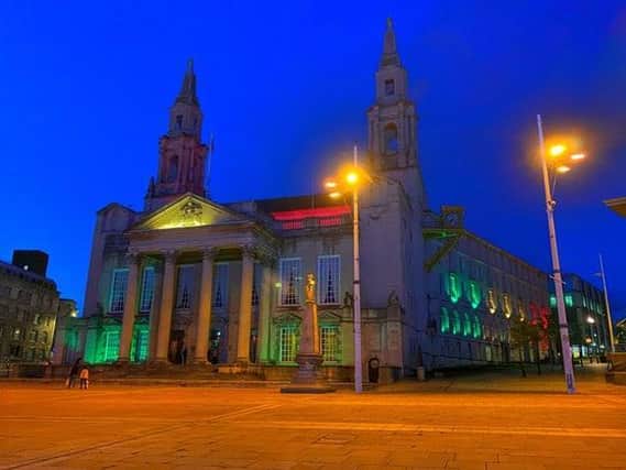 Buildings across Leeds were illuminated to mark the start of Black History Month. Photo provided by Leeds City Council.