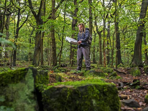 Chris Goddard exploring woodland in the Aire Valley. Picture: Tony Johnson.