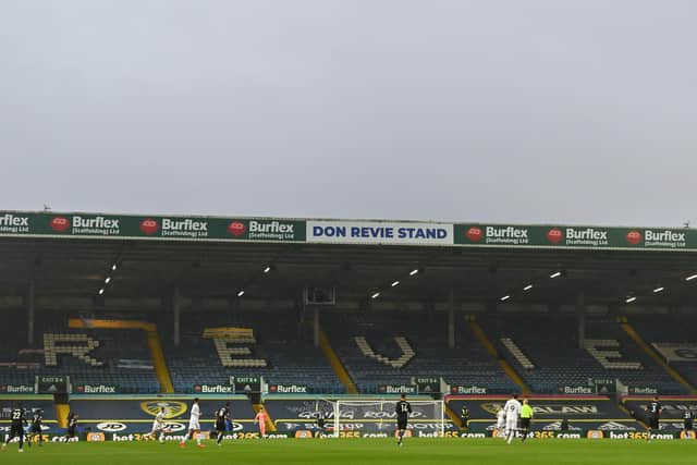 STRANGE TIMES: Another Leeds United game at Elland Road goes by without any fans in the 1-1 draw against Manchester City. Photo by Paul Ellis - Pool/Getty Images.