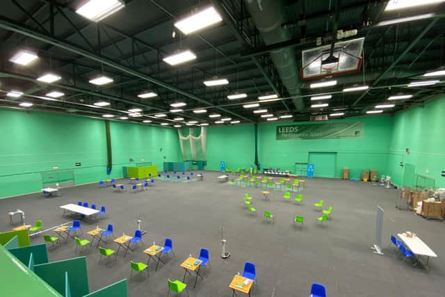 Volunteers will be receiving the Covid-19 vaccine in the University of Leeds' The Edge Sports Hall. Photo: Leeds Teaching Hospitals NHS Trust