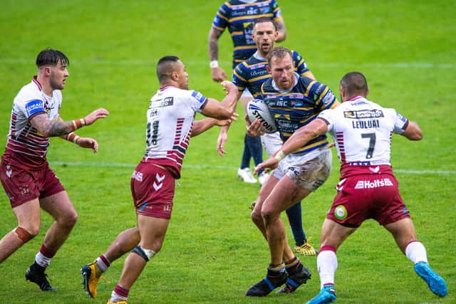 Matt Prior in action against Wigan Warriors
 in the Challenge Cup semi-final.  Picture: Bruce Rollinson.