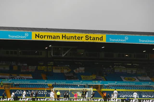 STILL NO FANS: At Elland Road, or any other Premier League or EFL grounds. Photo by Jason Cairnduff - Pool/Getty Images.