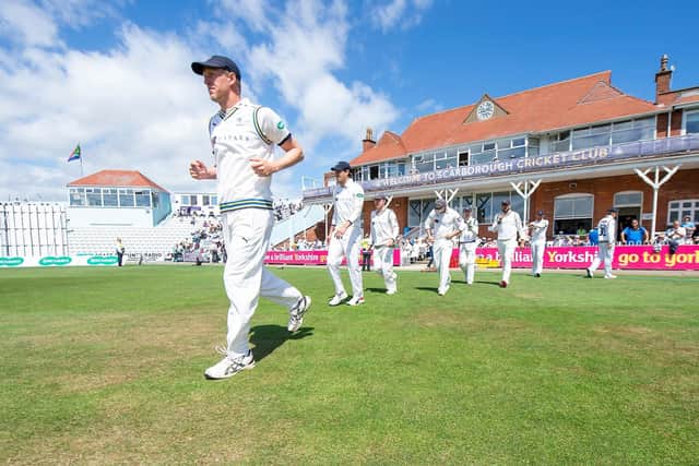 New deal: Yorkshire's Steve Patterson leads his side out against Surrey at Scarborough. Picture: SWPix
