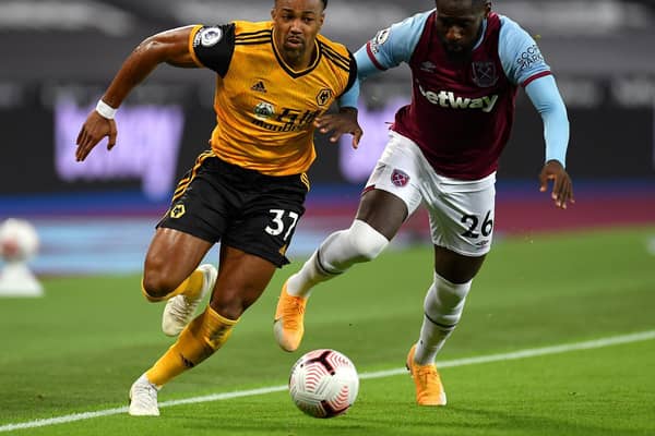 CHALLENGE - Adama Traore will present a difficult evening for Stuart Dallas, if the Wolves winger gets the nod for Monday's Premier League game at Leeds United. Pic: Getty