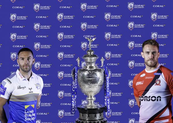 SEE YOU AT WEMBLEY: Leeds Rhinos' Luke Gale and Salford's Lee Mossop. Picture: SWPix.com