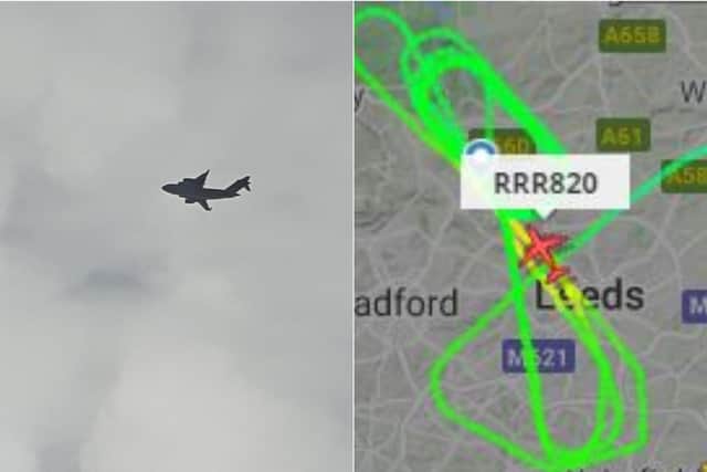 It has made multiple approaches to Leeds Bradford Airport throughout the morning (Photo: Flightradar24,com)
