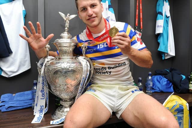 Rhinos' Tom Briscoe scored five tries on his last visit to Wembley, in 2015. He hopes to win the Cup for a third time on Saturday. Picture by Steve Riding.