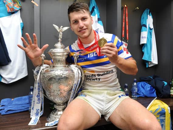 Rhinos' Tom Briscoe scored five tries on his last visit to Wembley, in 2015. He hopes to win the Cup for a third time on Saturday. Picture by Steve Riding.