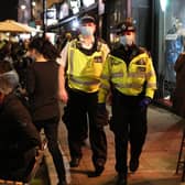 Police presence in London on the last night before the city is put into Tier 2 restrictions to curb the spread of coronavirus. PIC: PA
