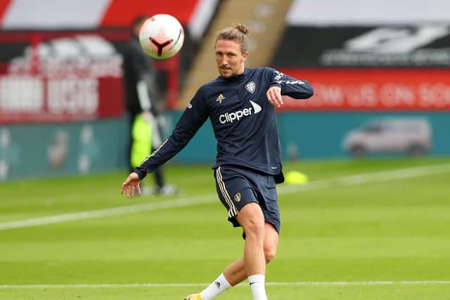 ADMIRATION: For Monday night's visitors Wolves from Leeds United right-back Luke Ayling, pictured warming up before last month's 1-0 win at Sheffield United. Photo by Alex Livesey/Getty Images.
