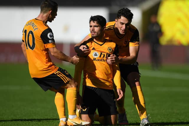 ESTABLISHED: Pedro Neto celebrates scoring the only goal of the game for Wolves in their 1-0 win at home to Fulham in what is now the Molineux side's third season back in the top flight. Photo by Stu Forster/Getty Images.