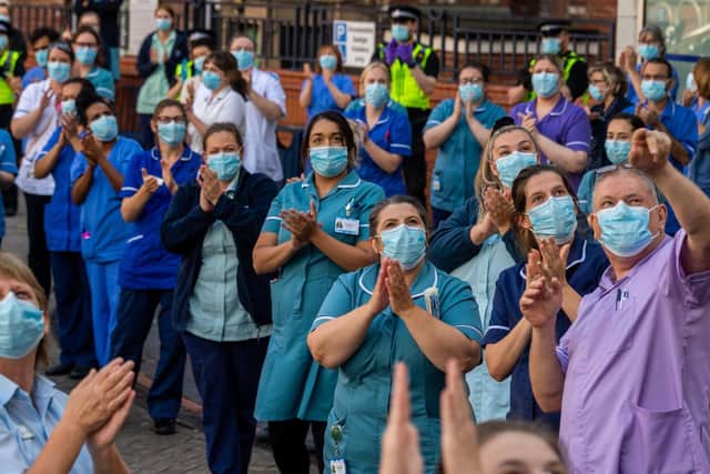 Our city's health heroes outside Leeds General Infirmary.