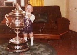 Leeds Rhinos coach Richard Agar first got his hands on the Challenge Cup in the early 1970s. Picture: courtesy Agar family.