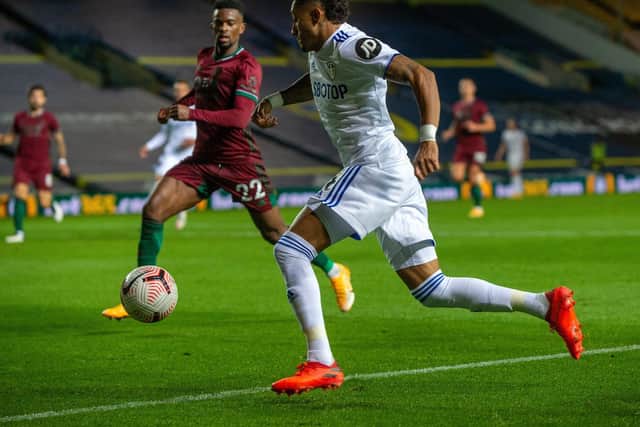 BRIGHT START: For Leeds United's newest recruit Raphinha who made a positive impression despite being brought on with just eight minutes left in Monday night's 1-0 reverse against Wolves. Picture by Bruce Rollinson.