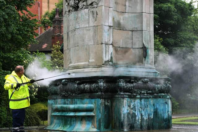A statue in Hyde Park was defaced in June.