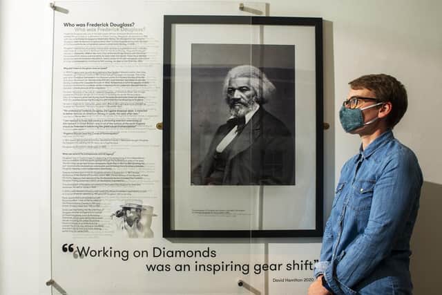 Leeds City Museum youth engagement officer Esther Amis-Hughes with a new display for Fredrick Douglass, the famous abolitionist from America who came to Leeds back in 1846.