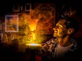 Harry Potter fans Dan Harrison (pictured) and partner Mark Parkinson have transformed the summerhouse in the garden of their home at Thorner  into  wizarding  pub The Leaky Cauldron.
Photo: James Hardisty