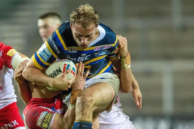 Tom Holroyd on the charge against
St Helens. Picture: Bruce Rollinson.
