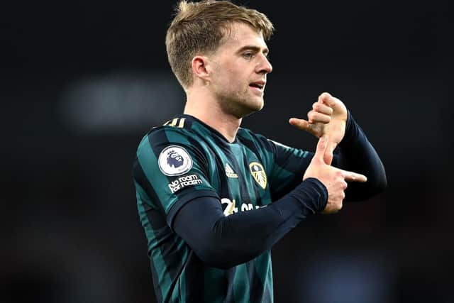 Patrick Bamford makes his 'Z'-shaped gesture after scoring his second goal against Aston Villa at Villa Park (photo: Laurence Griffiths / PA Wire).