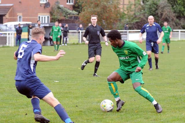 Hunslet's Prince Attakorah makes a move against visitors Whitkirk Wanderers. Picture: Steve Riding.