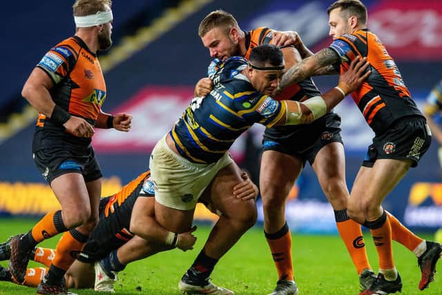 Ava Seumanufagai takes on the Castleford Tigers defence. Picture by Bruce Rollinson.
