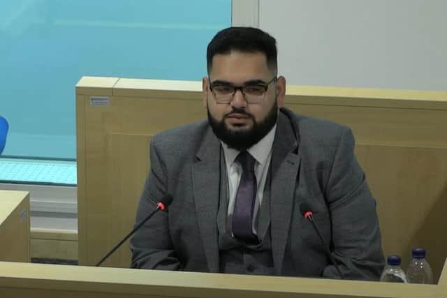 Showsec security guard Mohammed Agha giving evidence to the Inquiry PA Wire