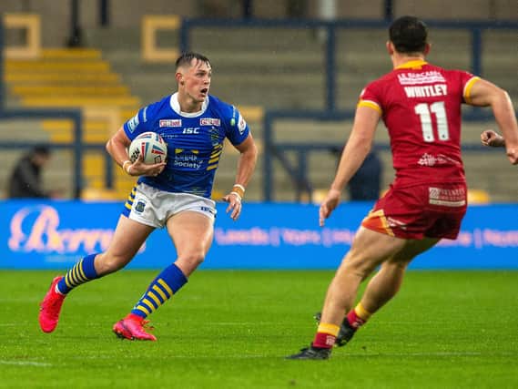 Jack Broadbent on the attack during his Super League debut against Catalans Dragons a month ago. Picture by Bruce Rollinson.