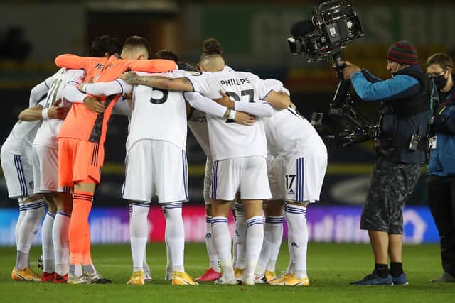 Leeds United's players ahead of kick-off at Elland Road. (Getty)