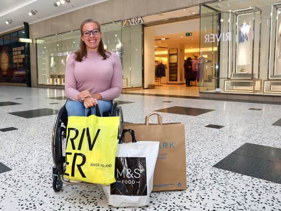 Hannah Cockroft MBE enjoys shopping in the White Rose Shopping Centre before the Coronavirus pandemic (photo: White Rose)