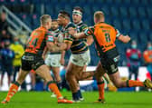 Ava Seumanufagai goes on the attack as Tyla Hepi and Liam Watts close in. Picture: Bruce Rollinson.