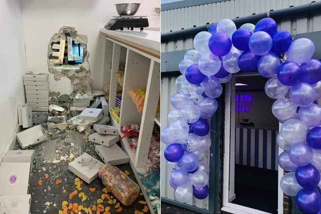 Thieves left a huge hole in the wall as they targeted the Garforth sweet shop