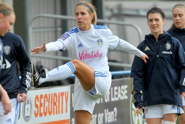 Leeds United's Holly Findlay got on the scoresheet in the win over Stockport. Picture: Steve Riding.