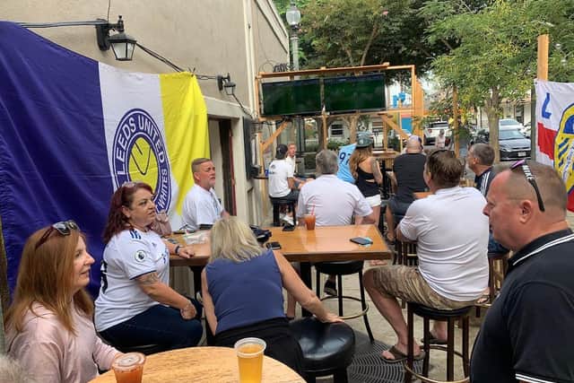 The Leeds United West Coast Whites supporters club at a meet-up.
