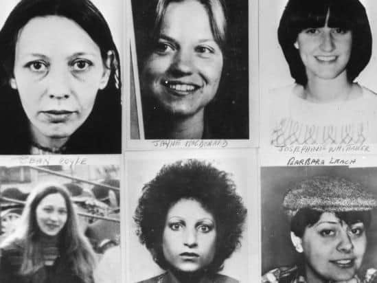 Vera Millward, Jayne MacDonald, Josephine Whitaker and bottom left to right; Jean Jordan, Helen Rytka and Barbara Leach; victims of Peter Sutcliffe