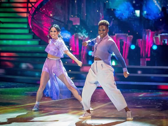 Nicola Adams and Katya Jones on Saturday's Strictly Come Dancing. Picture: Guy Levy/BBC/PA