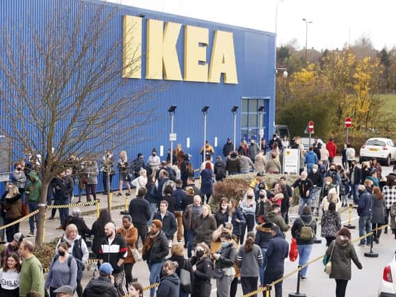 Shoppers queue outside IKEA in Batley, West Yorkshire, after Prime Minister Boris Johnson announced a new national lockdown will come into force in England on Thursday (photo: PA Media)