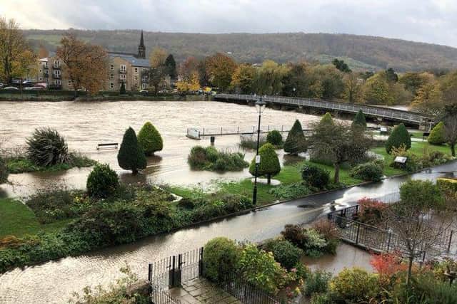 Flooding in Otley on Monday, November 2. Photo taken by resident Mike Ashworth @Mikeashworth12.