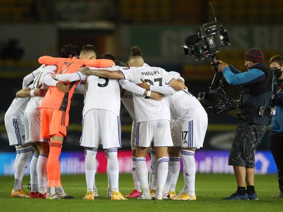 Leeds United's players ahead of kick-off at Elland Road. (Getty)